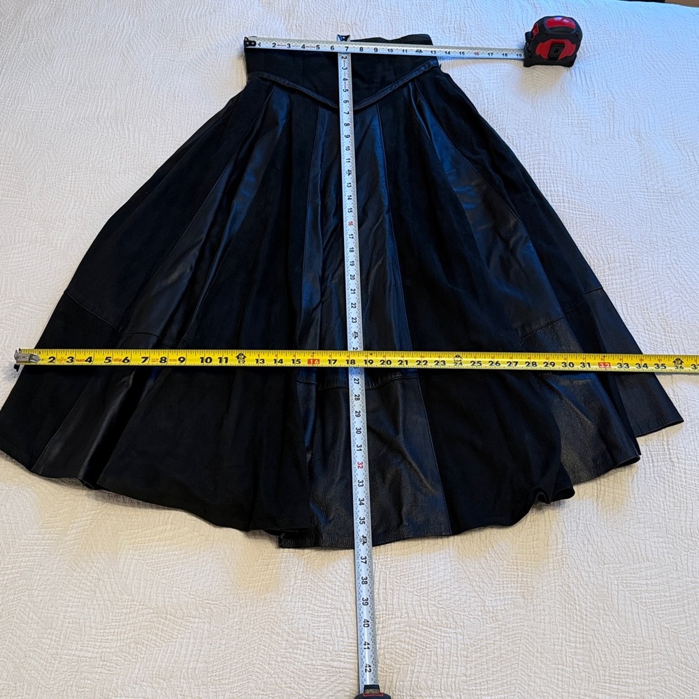 French designer Black leather Skirt